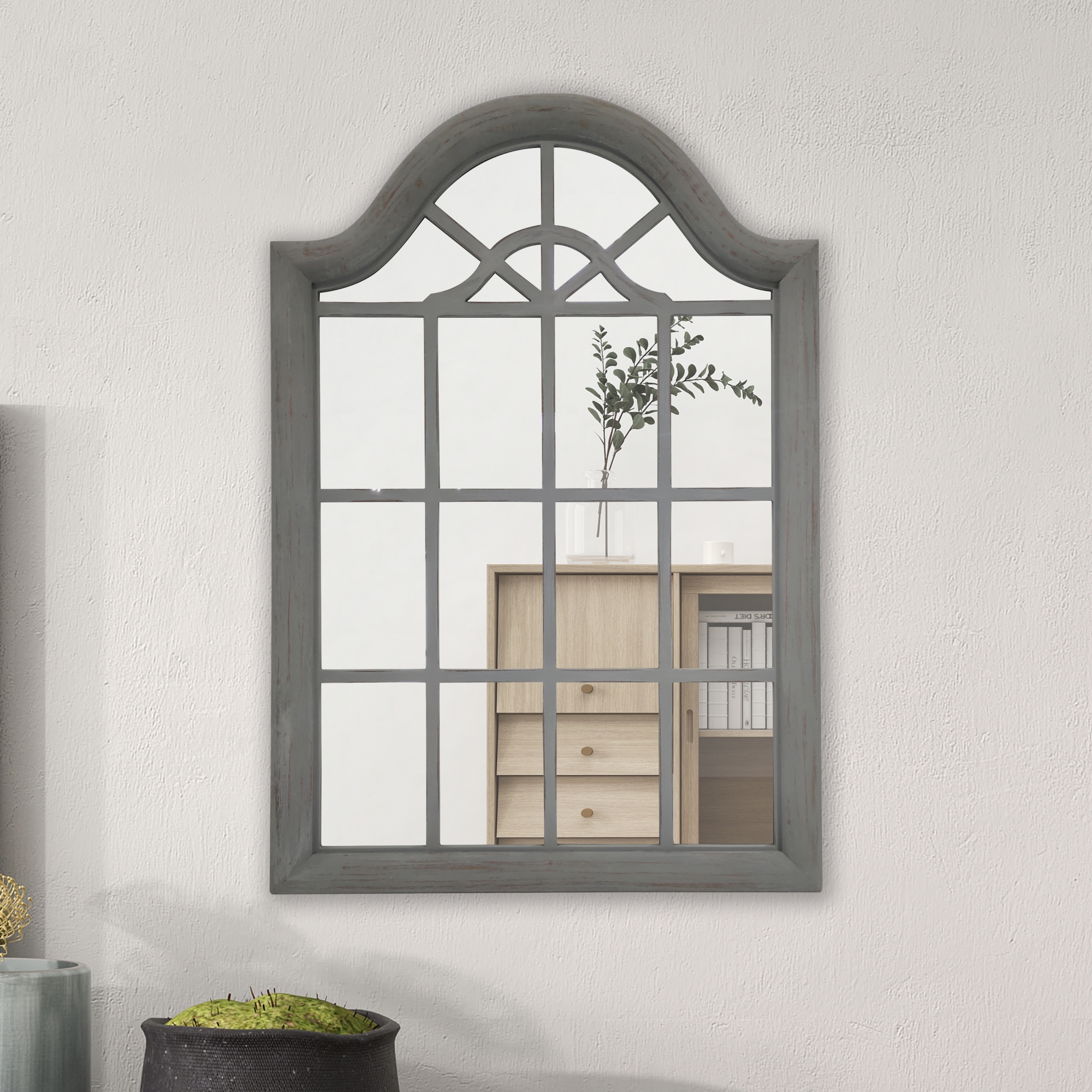 window mirror with shelf